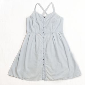 Just Be Light Denim Button Down Shirt Dress